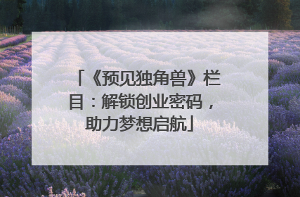《预见独角兽》栏目：解锁创业密码，助力梦想启航