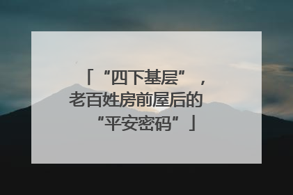 “四下基层”，老百姓房前屋后的“平安密码”