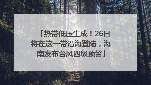 热带低压生成！26日将在这一带沿海登陆，海南发布台风四级预警