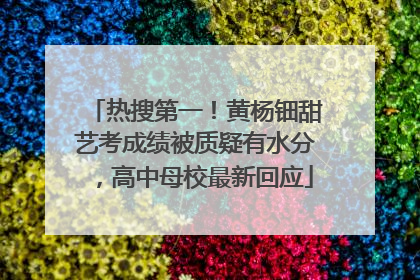热搜第一！黄杨钿甜艺考成绩被质疑有水分，高中母校最新回应