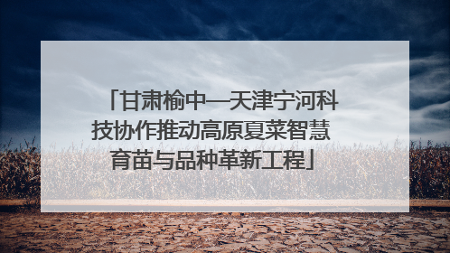 甘肃榆中—天津宁河科技协作推动高原夏菜智慧育苗与品种革新工程