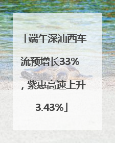 端午深汕西车流预增长33%，紫惠高速上升 3.43%