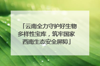 云南全力守护好生物多样性宝库，筑牢国家西南生态安全屏障