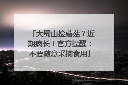 大蜀山捡蘑菇？近期疯长！官方提醒：不要随意采摘食用
