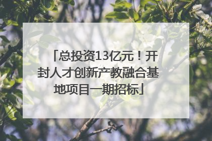总投资13亿元！开封人才创新产教融合基地项目一期招标