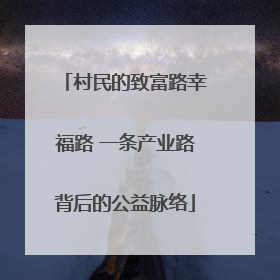 村民的致富路幸福路 一条产业路背后的公益脉络