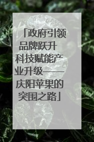 政府引领品牌跃升 科技赋能产业升级——庆阳苹果的突围之路