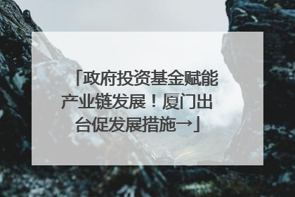 政府投资基金赋能产业链发展！厦门出台促发展措施→