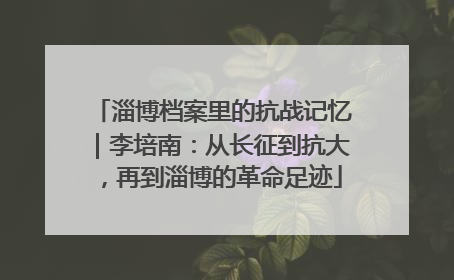 淄博档案里的抗战记忆｜李培南：从长征到抗大，再到淄博的革命足迹