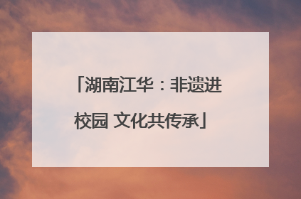 湖南江华：非遗进校园 文化共传承
