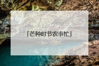 芒种时节农事忙