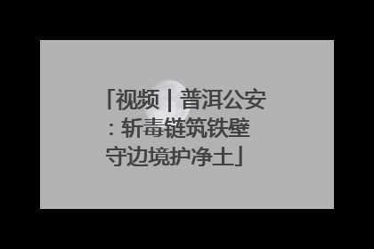 视频｜普洱公安：斩毒链筑铁壁 守边境护净土