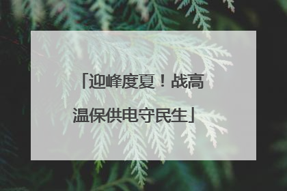 迎峰度夏！战高温保供电守民生