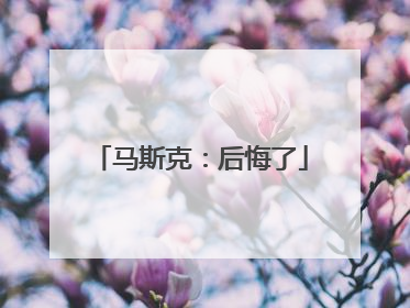 马斯克：后悔了