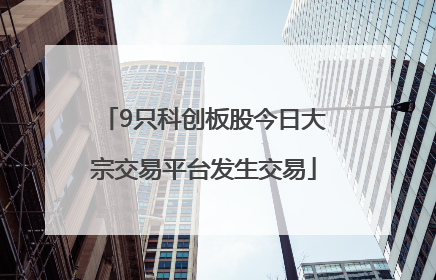 9只科创板股今日大宗交易平台发生交易